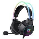 Игровые проводные наушники Onikuma X15 Pro с выдвижным микрофоном, шумоподавлением и LED подсветкой Черный