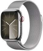 Smartwatch Apple Watch Series 9 GPS + Cellular 41mm Silver Stainless Steel Case with Silver Milanese Loop (MRJ43) - obraz 1