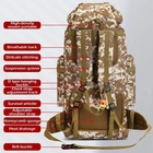 Большой тактический рейдовый рюкзак 100л Tacal-A4 с дополнительным подсумком. Цвет пиксель. - изображение 5