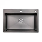 Мойка кухонная, раковина Lidz H6050B 3.0/0.8 мм Brush (LDH6050BPVD3008) Нержавеющая сталь Прямоугольная Черная
