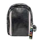Рюкзак городской BackPack Пушистик Кожзам 28х23х10 см Чёрный с серыми вставками (22468)