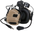 Навушники тактичні активні Earmor EM-M32H-Mod3-CB for Helmet-Mount Coyote Brown - зображення 1