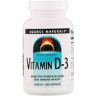 Витамины Source Naturals Витамин D-3 2000 IU 200 капсул