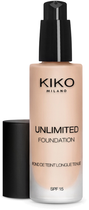 Тональна основа для обличчя Kiko Milano Unlimited Foundation SPF 15 Warm Rose 01 стійка 30 мл (8025272627580)