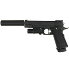 G6A Страйкбольний пістолет Galaxy Colt M1911 Hi-Capa з глушником і прицілом метал чорний - зображення 5