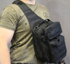 Однолямочный тактический рюкзак Tactic городской военные рюкзак 9 л Черный (ta9-black) - изображение 7