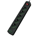 Мережевий фільтр-подовжувач Voltronic F25U, 5 розеток EU+3xUSB+PD, 2м, 3х0,75мм, 2500W, Black