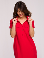 Sukienka koszulowa damska midi BeWear B222 1130317 L Czerwona (5903887655125) - obraz 3