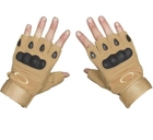 Тактичні безпальні рукавички армійські Tactic військові рукавички із захистом кістяшок розмір ХЛ колір Койот (oakley-coyote-xl) - зображення 1