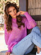 Sweter z golfem damski ażurowy Kamea K.21.617.45 One Size Różowy (5903246744309) - obraz 3