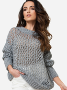 Sweter z golfem damski ażurowy Kamea K.21.617.06 One Size Szary (5903246744316)