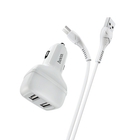 Адаптер автомобильный Hoco Micro USB Cable Leader Z36 |2USB, 2.4A| белый