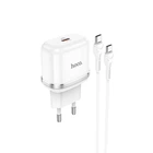 Адаптер мережевий HOCO Type-C to Type-C Cable Victorious single port charger set N24 |1Type-C, 20W/3A, PD/QC| білий