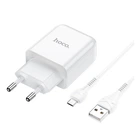 Адаптер сетевой Hoco Micro USB cable vigour N2 |1USB, 2.1A| (Safety Certified) белый