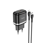 Адаптер мережевий HOCO Type-C to Lightning Cable Victorious single port charger set N24 |1Type-C, 20W/3A, PD/QC| чорний