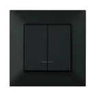 Выключатель двухклавишный с подсветкой Arkedia Slim Panasonic черный, быстрый монтаж