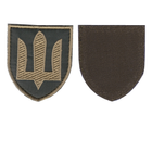 Шеврон патч на липучці Тризуб щит бронзовий Сухопутні війська, на оливковому фоні, 7*8см. - зображення 1