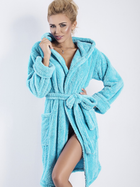 Халат жіночий теплий з капюшоном DKaren Housecoat Diana XS Turquoise (5902854754892) - зображення 1