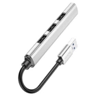 Перехідник Хаб USB Hoco HB26 4 в 1 (USB to USB3.0+USB2.0*3, подовжувач, для ноутбука та іншої техніки) - Сірий