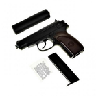 Cтрайкбольный пистолет Galaxy Макарова с имитацией глушителя металл. Черный, арт G29A - изображение 4