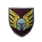 Шеврон, нарукавна емблема з вишивкою Лицар із крилами, на липучці 46 бригада Розмір 70×95 мм Мароновий