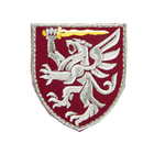 Шеврон, нарукавна емблема з вишивкою Лев з мечем, на липучці, Розмір 70×95мм Бордовий - зображення 1