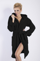 Халат жіночий теплий з капюшоном DKaren Plus Size Diana 3XL Black (5903251410534) - зображення 1