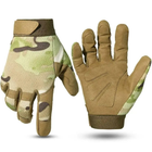 Тактичні щільні військові рукавиці з посиленими захисними накладками мультикам розмір L - зображення 1