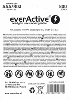 Akumulatory paluszki everActive R03/AAA 800 mAH blister 4 szt. (EVHRL03-800) - obraz 2