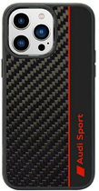 Etui plecki Audi Carbon Fiber Stripe do Apple iPhone 14 Pro Black (6955250225311)