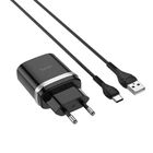 Сітчастий зарядний пристрій з кабелем HOCO C12Q Smart QC3.0 charger set(Type-C) 18W Black (6931474716293)