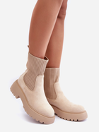 Жіночі зимові черевики високі Rewam 39 Бежеві (5905677922837) - зображення 6