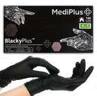 Нитриловые перчатки MediPlus, плотность 3.3 г. - черные BlackyPlus (100 шт) S (6-7) - изображение 1