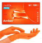 Рукавички нітрилові MediOk, щільність 3.8 г. - помаранчеві Amber (100 шт) M (7-8) - зображення 1