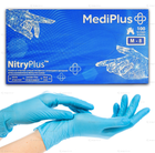 Нитриловые перчатки MediPlus, плотность 3.5 г. - синие NitryPlus (100 шт) M (7-8) - изображение 1