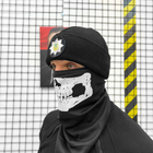 Зимова в'язана Шапка Police на флісі / Утеплений підшоломник чорний розмір універсальний - зображення 1