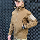 Демисезонная мужская Куртка Softshell на флисе с Капюшоном и Липучками под шевроны койот размер 3XL - изображение 4