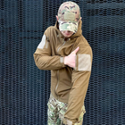 Демисезонная мужская Куртка Softshell на флисе с Капюшоном и Липучками под шевроны койот размер 3XL - изображение 6