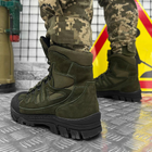 Мужские зимние Ботинки на флисе / Утепленные кожаные Берцы на резиновой подошве олива размер 43 - изображение 4