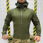 Мужская водонепроницаемая куртка Softshell с Капюшоном и Вентиляционными молниями олива размер 3XL - изображение 1
