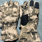 Плотные зимние перчатки SoftShell на меху с усиленными накладками пиксель размер универсальный - изображение 1