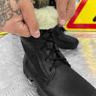 Мужские зимние Ботинки F-1 на меху / Утепленные кожаные Берцы на резиновой подошве черные размер 40 - изображение 3