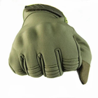 Плотные демисезонные перчатки SoftShell на флисе с усиленными Накладками олива размер XL - изображение 4