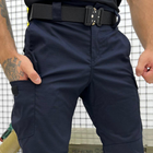 Мужские крепкие Брюки ГСЧС с Накладными карманами на липучках / Плотные Брюки рип-стоп синие размер S - изображение 3