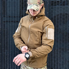 Демісезонна чоловіча Куртка Softshell на флісі з Капюшоном та Липучками під шеврони койот розмір L - зображення 5
