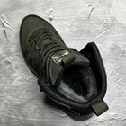 Мужские кожаные Ботинки на меху хаки / Зимняя обувь на резиновой подошве размер 45 - изображение 8