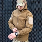 Демисезонная мужская Куртка Softshell на флисе с Капюшоном и Липучками под шевроны койот размер S - изображение 5