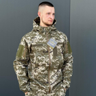 Демісезонна чоловіча Куртка Softshell на флісі з Капюшоном та Липучками під шеврони піксель розмір 2XL - зображення 3
