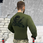 Стильный мужской Свитшот Frion на флисе с патриотической Вышивкой / Свитер свободного кроя олива размер L - изображение 3