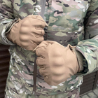 Плотные перчатки SoftShell с защитными накладками и антискользящими вставками койот размер L - изображение 3